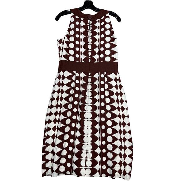 NWT Harold’s Brown White Geometric Print Sleeveless Linen Dress – Size 10 - Picture 3 of 9